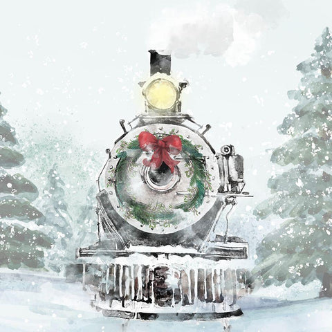 Winter Train 2 White Modern Wood Framed Art Print with Double Matting by Allen, Kimberly