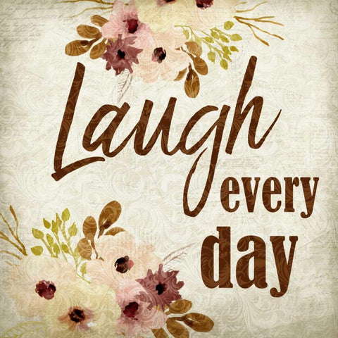 Laugh every Day Black Modern Wood Framed Art Print with Double Matting by Allen, Kimberly