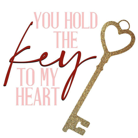Key to my Heart White Modern Wood Framed Art Print with Double Matting by Allen, Kimberly