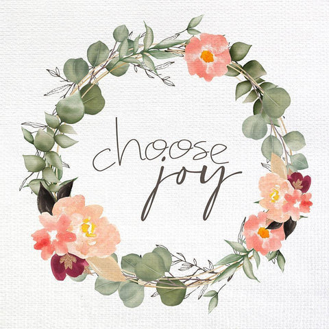 Choose Joy Wreath Black Modern Wood Framed Art Print by Allen, Kimberly