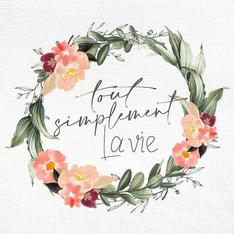 Tout Simplement Wreath Black Ornate Wood Framed Art Print with Double Matting by Allen, Kimberly