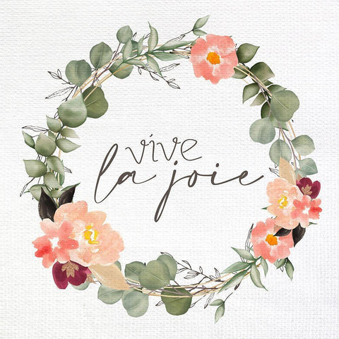 Vive la Joie Wreath Gold Ornate Wood Framed Art Print with Double Matting by Allen, Kimberly