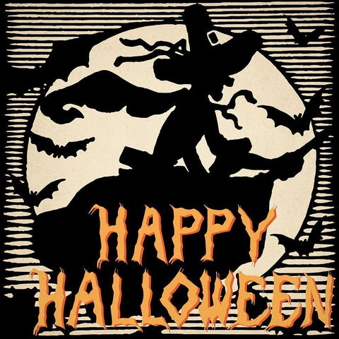 Happy Halloween White Modern Wood Framed Art Print with Double Matting by Allen, Kimberly