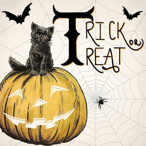 Trick or Treat Cat v2 Black Modern Wood Framed Art Print by Allen, Kimberly
