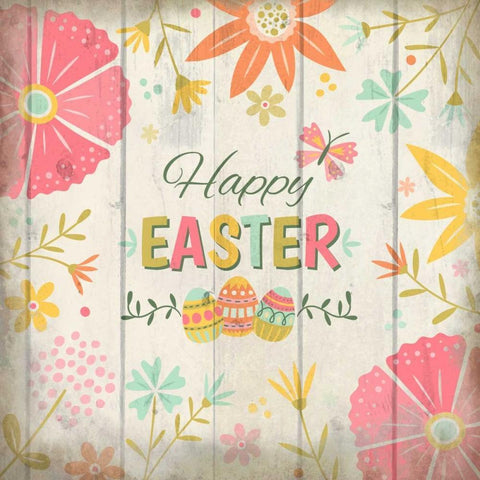 Happy Easter White Modern Wood Framed Art Print with Double Matting by Allen, Kimberly