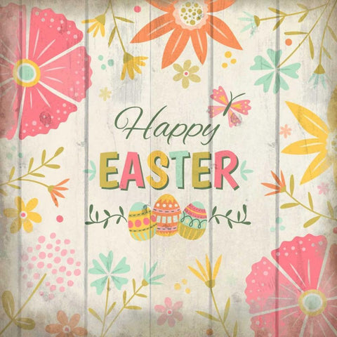 Happy Easter Black Modern Wood Framed Art Print with Double Matting by Allen, Kimberly