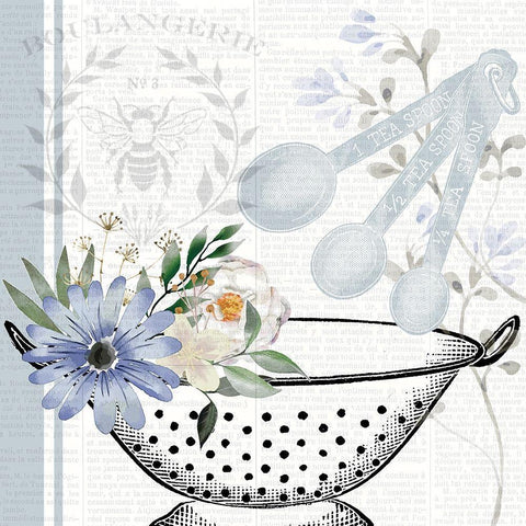 Kitchen Floral 1 White Modern Wood Framed Art Print with Double Matting by Allen, Kimberly