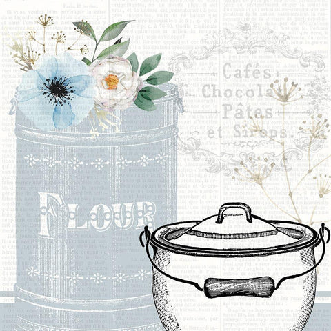 Kitchen Floral 2 Black Ornate Wood Framed Art Print with Double Matting by Allen, Kimberly