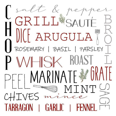 Chop Red White Modern Wood Framed Art Print by Allen, Kimberly
