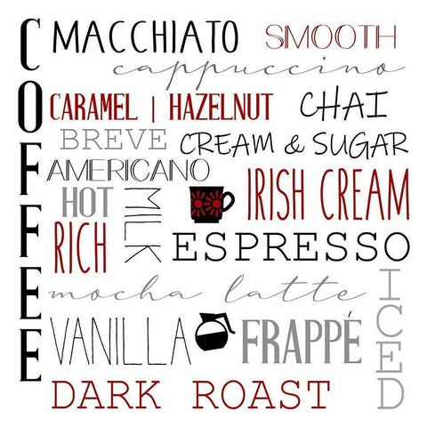 Coffee Red Black Modern Wood Framed Art Print by Allen, Kimberly