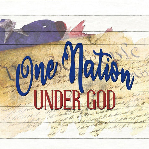 One Nation White Modern Wood Framed Art Print with Double Matting by Allen, Kimberly