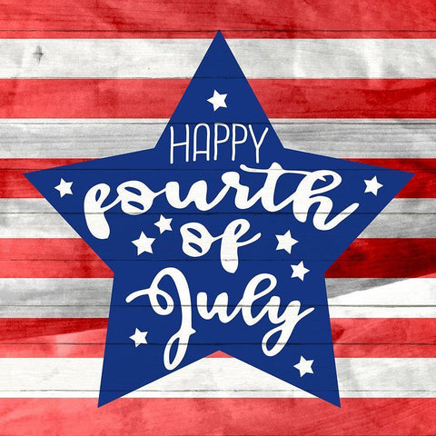 Happy Fourth Gold Ornate Wood Framed Art Print with Double Matting by Allen, Kimberly