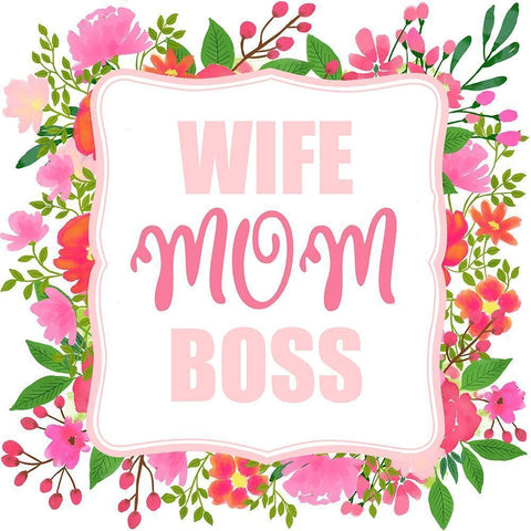 Wife Mom Boss Black Modern Wood Framed Art Print with Double Matting by Allen, Kimberly