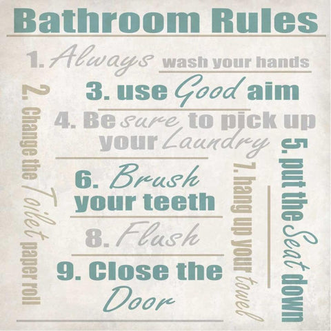 Bathroom Rules A Black Ornate Wood Framed Art Print with Double Matting by Allen, Kimberly