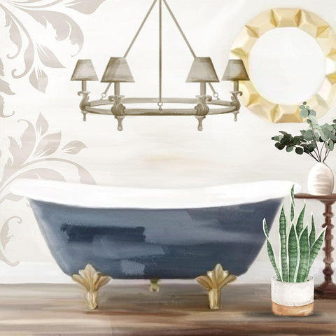 Bath 1 White Modern Wood Framed Art Print with Double Matting by Allen, Kimberly