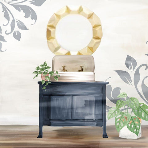 Be Still Bath 3 Black Ornate Wood Framed Art Print with Double Matting by Allen, Kimberly