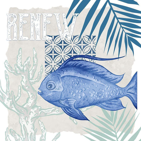 Under the Sea 4 White Modern Wood Framed Art Print with Double Matting by Allen, Kimberly