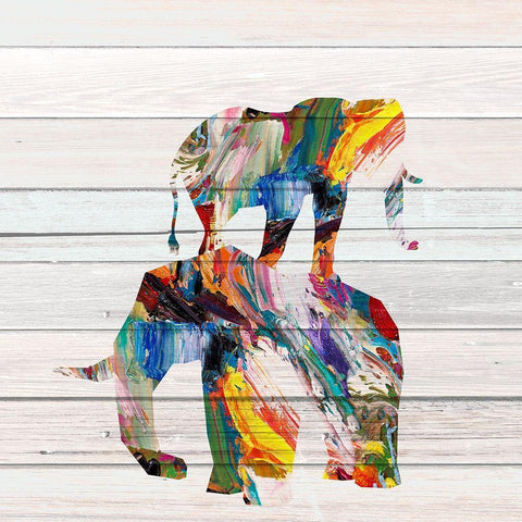 Elephant Duo White Modern Wood Framed Art Print with Double Matting by Allen, Kimberly