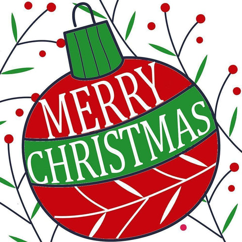 Merry Christmas Ornament Black Modern Wood Framed Art Print by Allen, Kimberly