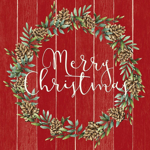 Merry Christmas Wreath V2 Gold Ornate Wood Framed Art Print with Double Matting by Allen, Kimberly