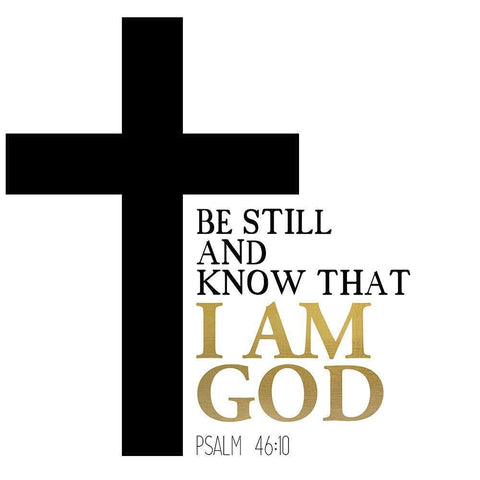 I am God Cross Black Modern Wood Framed Art Print with Double Matting by Allen, Kimberly