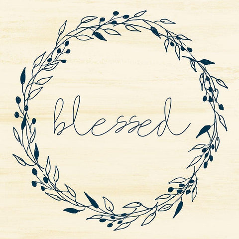 Blessed Square Wreath Gold Ornate Wood Framed Art Print with Double Matting by Allen, Kimberly