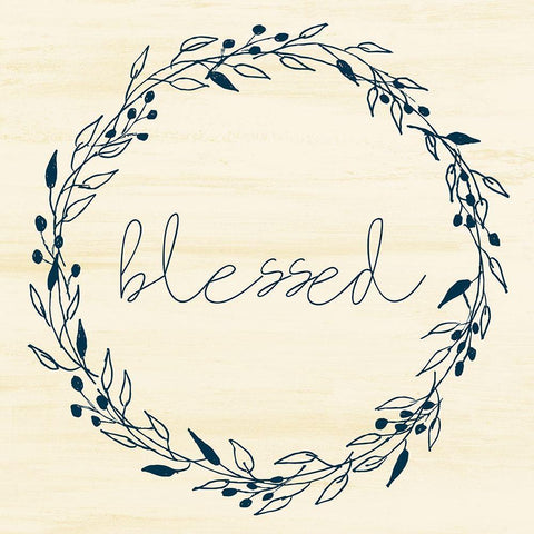 Blessed Square Wreath Black Ornate Wood Framed Art Print with Double Matting by Allen, Kimberly