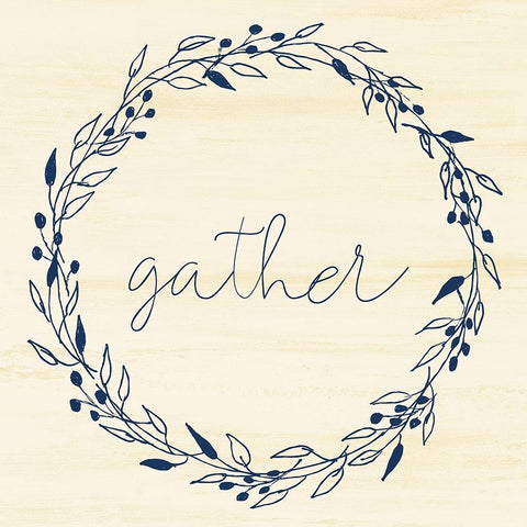 Gather Square Wreath Black Modern Wood Framed Art Print with Double Matting by Allen, Kimberly