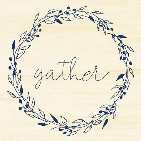 Gather Square Wreath White Modern Wood Framed Art Print with Double Matting by Allen, Kimberly