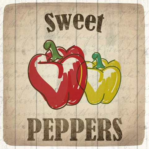 Sweet Peppers White Modern Wood Framed Art Print with Double Matting by Allen, Kimberly