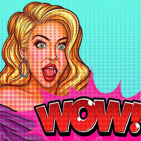 Wow Girl Black Ornate Wood Framed Art Print with Double Matting by Allen, Kimberly