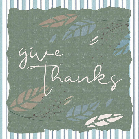 Give Thanks Stripes Square White Modern Wood Framed Art Print with Double Matting by Allen, Kimberly