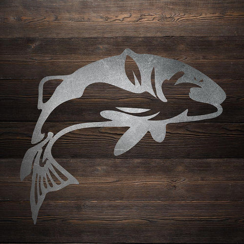 Metal Fish 1 White Modern Wood Framed Art Print with Double Matting by Allen, Kimberly
