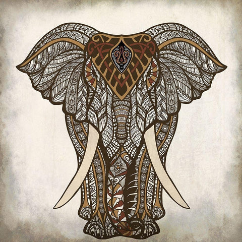 Mandala Elephant Black Modern Wood Framed Art Print with Double Matting by Allen, Kimberly