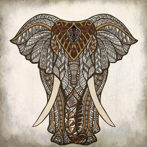 Mandala Elephant White Modern Wood Framed Art Print with Double Matting by Allen, Kimberly