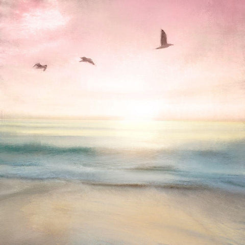 Pink Sunrise Beach Black Modern Wood Framed Art Print by Allen, Kimberly
