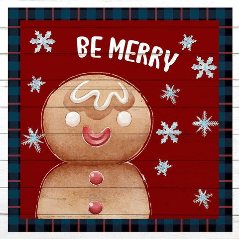 Be Merry Gingerbread Man Black Modern Wood Framed Art Print by Allen, Kimberly