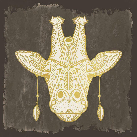 Native Giraffe White Modern Wood Framed Art Print with Double Matting by Kimberly, Allen