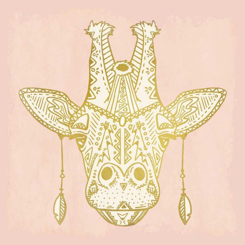 Native Giraffe Gold Ornate Wood Framed Art Print with Double Matting by Allen, Kimberly