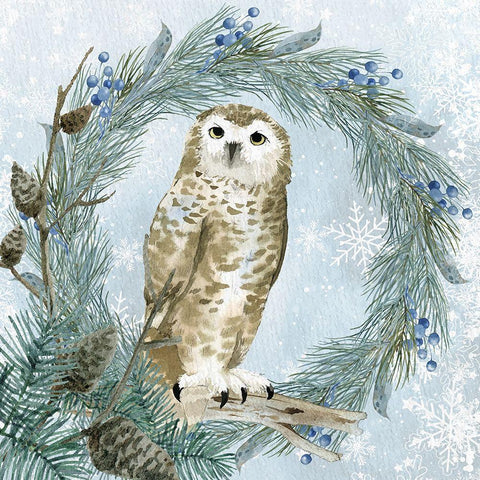 Winter Owl 3 Gold Ornate Wood Framed Art Print with Double Matting by Allen, Kimberly