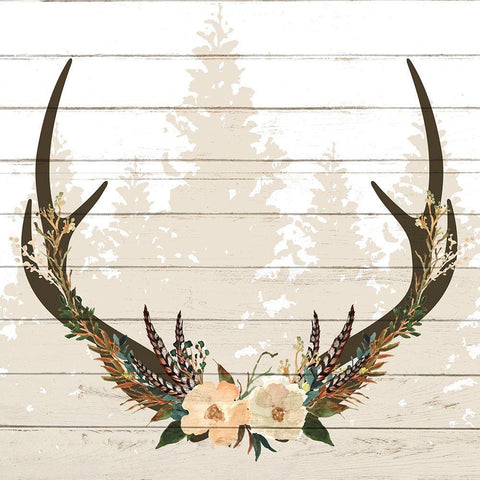 Woodland Floral 2 White Modern Wood Framed Art Print with Double Matting by Allen, Kimberly