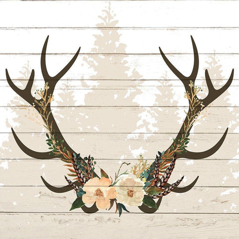 Woodland Floral 4 Black Modern Wood Framed Art Print with Double Matting by Allen, Kimberly