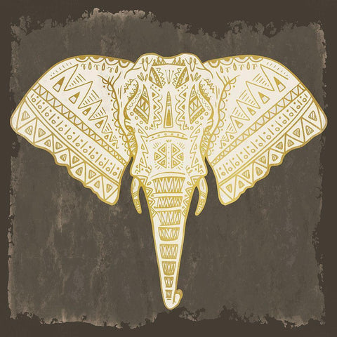 Native Elephant Gold Ornate Wood Framed Art Print with Double Matting by Kimberly, Allen