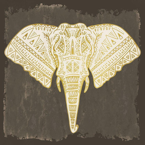 Native Elephant Black Ornate Wood Framed Art Print with Double Matting by Kimberly, Allen