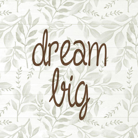 Dream Big Leaves Black Modern Wood Framed Art Print by Allen, Kimberly
