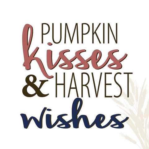 Pumpkin Kisses and Harvest Wishes Black Modern Wood Framed Art Print with Double Matting by Allen, Kimberly