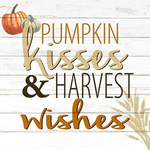 Pumpkin Kisses White Modern Wood Framed Art Print with Double Matting by Allen, Kimberly