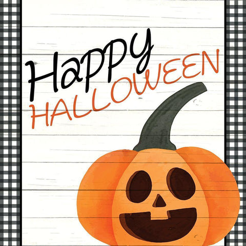 Happy Halloween Plaid Gold Ornate Wood Framed Art Print with Double Matting by Allen, Kimberly