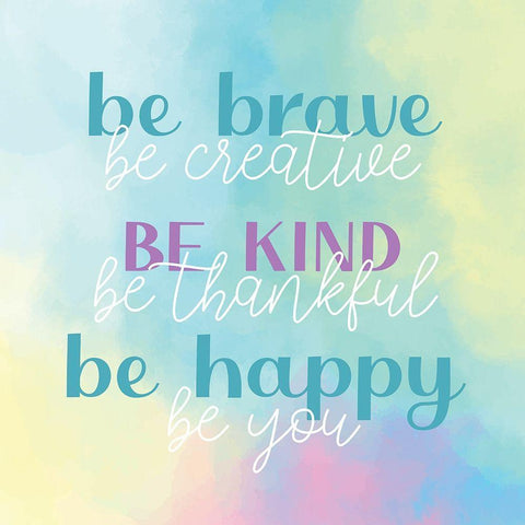 Be Brave Kind Happy White Modern Wood Framed Art Print by Allen, Kimberly