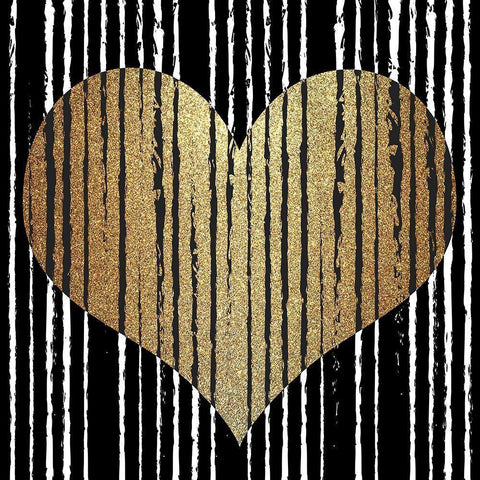 Heart Stripes Black Modern Wood Framed Art Print with Double Matting by Allen, Kimberly